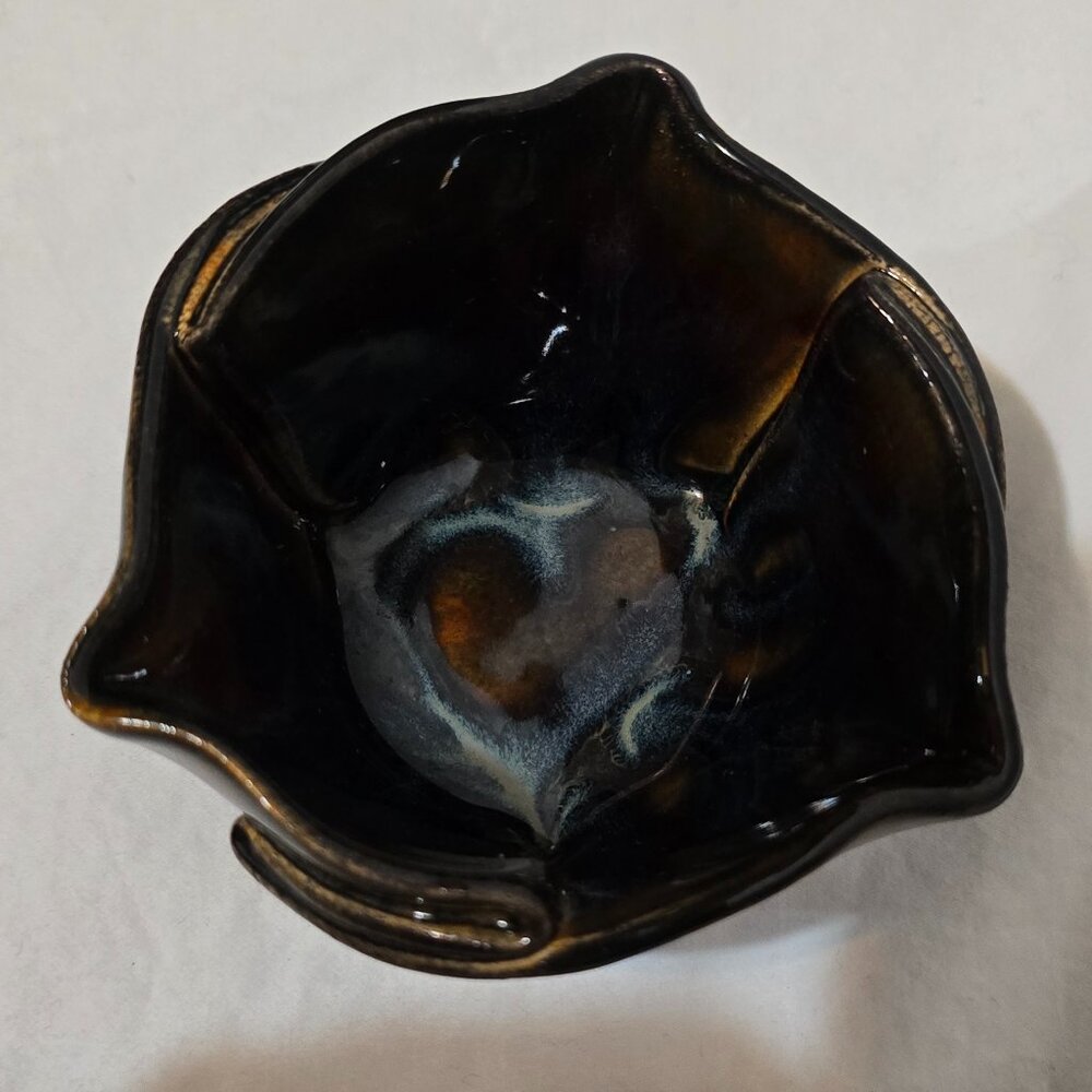 Hilborn Art Pottery Bowl Brown Blue Glaze